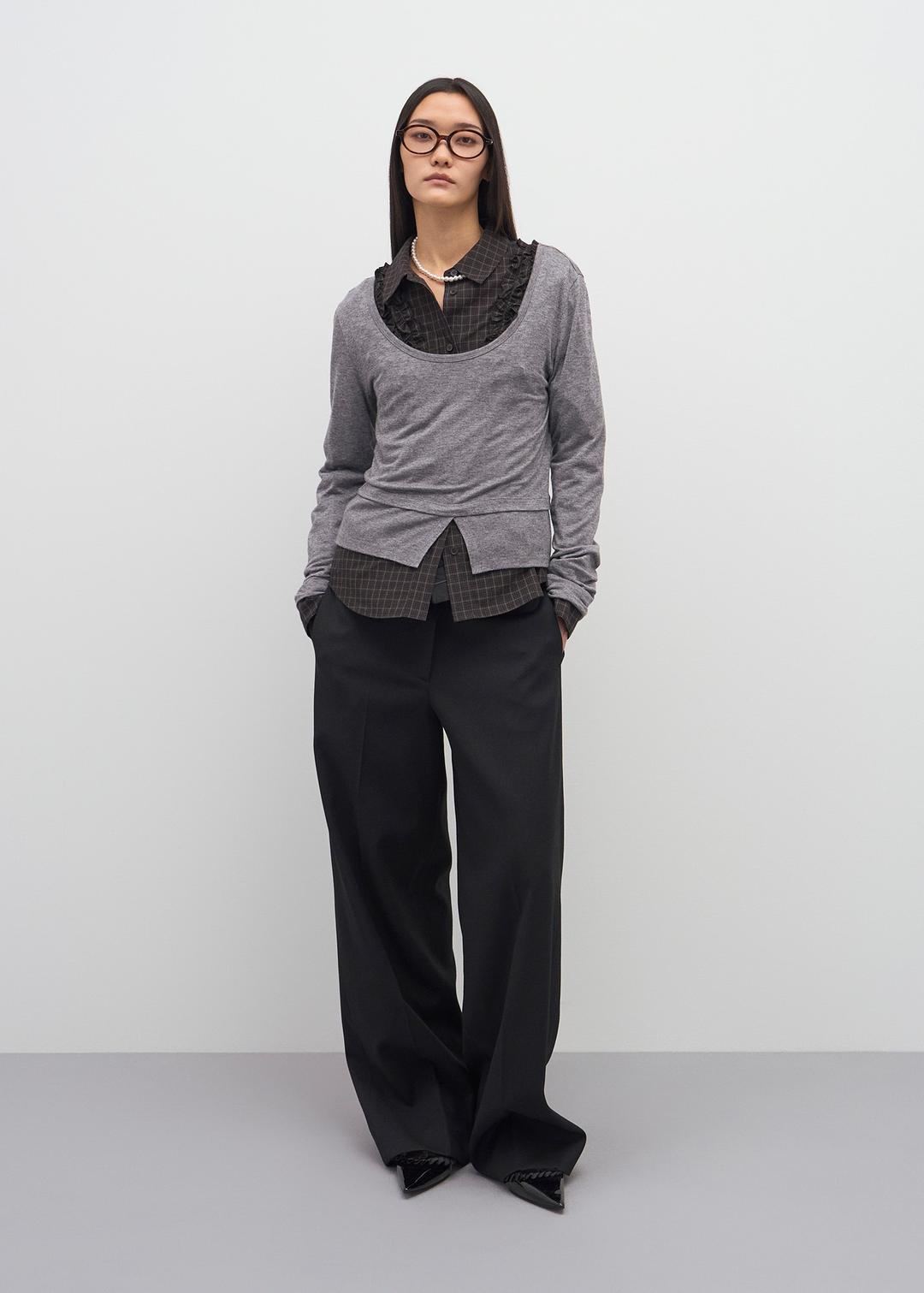 WAIST-DETAIL TAILORED TROUSERS (BLACK)