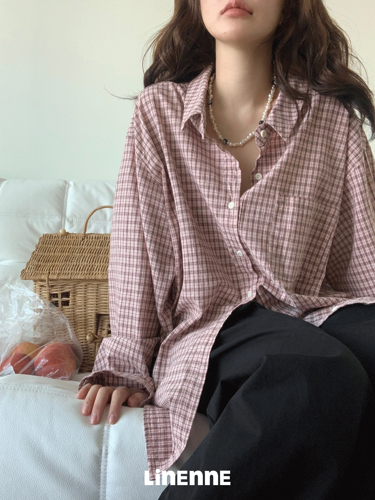 cherry check over shirt (pink)