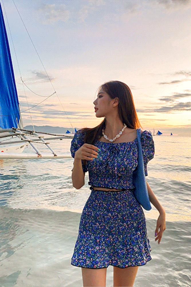 [자체제작] 쉬폰 스모킹 투피스 세트