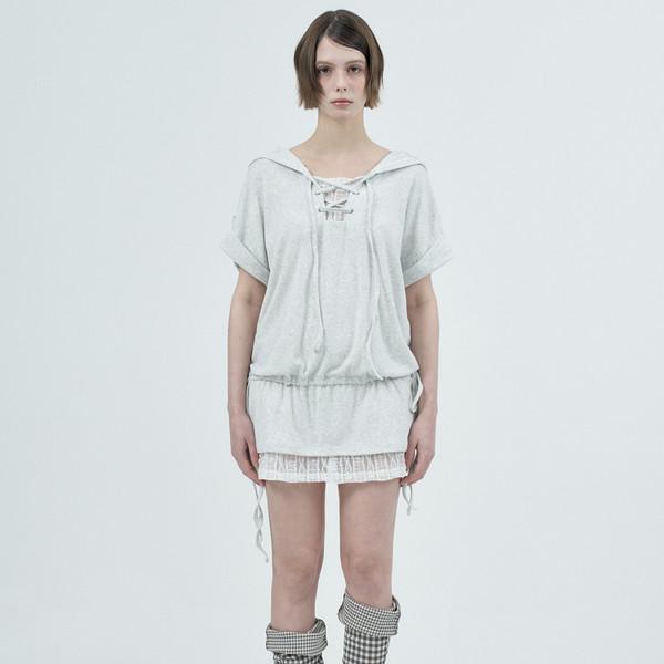 eyelet lace hood op / melange