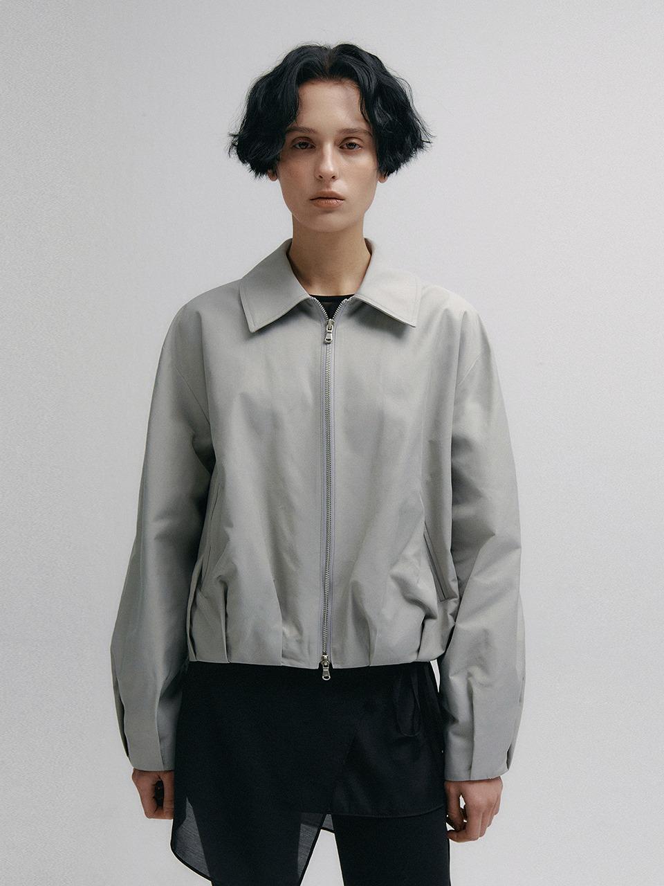 Short Shirring Nylon Jumper (Gray)