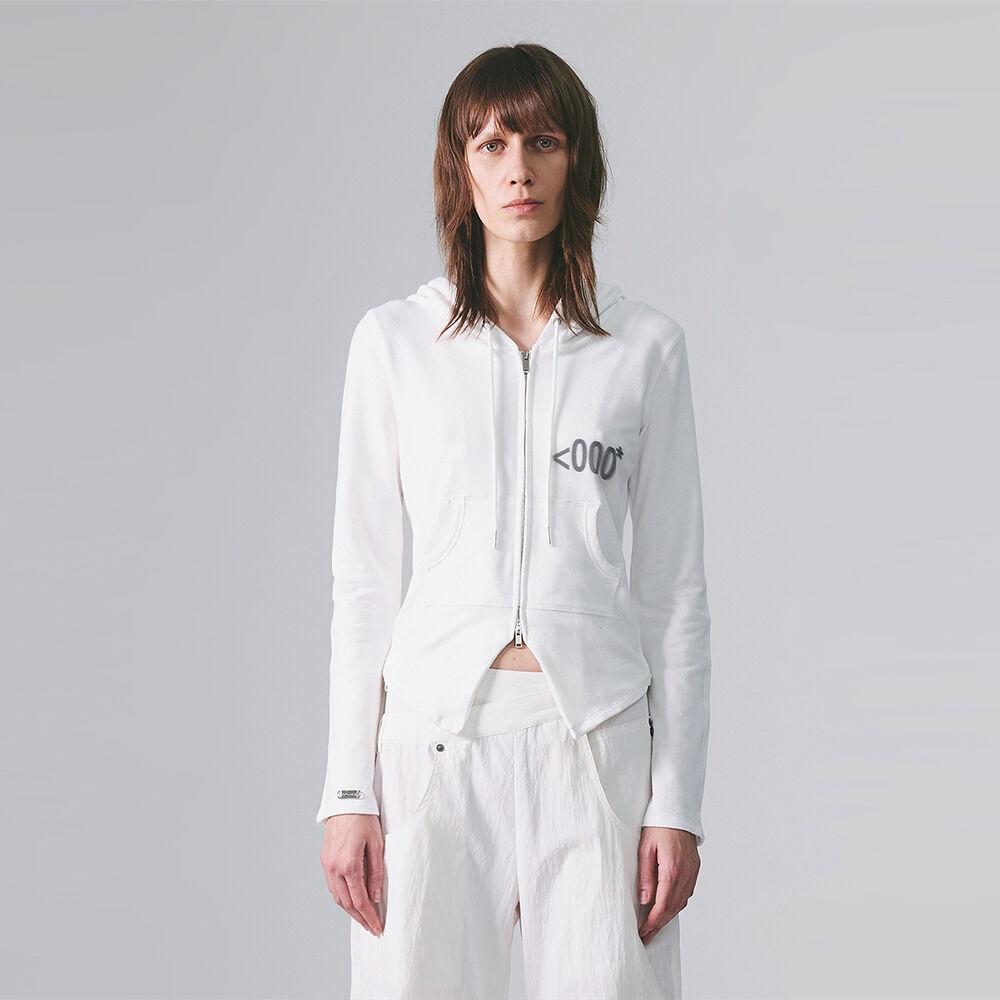 EMPTY SLIM FIT HOODIE ZIP-UP WHITE