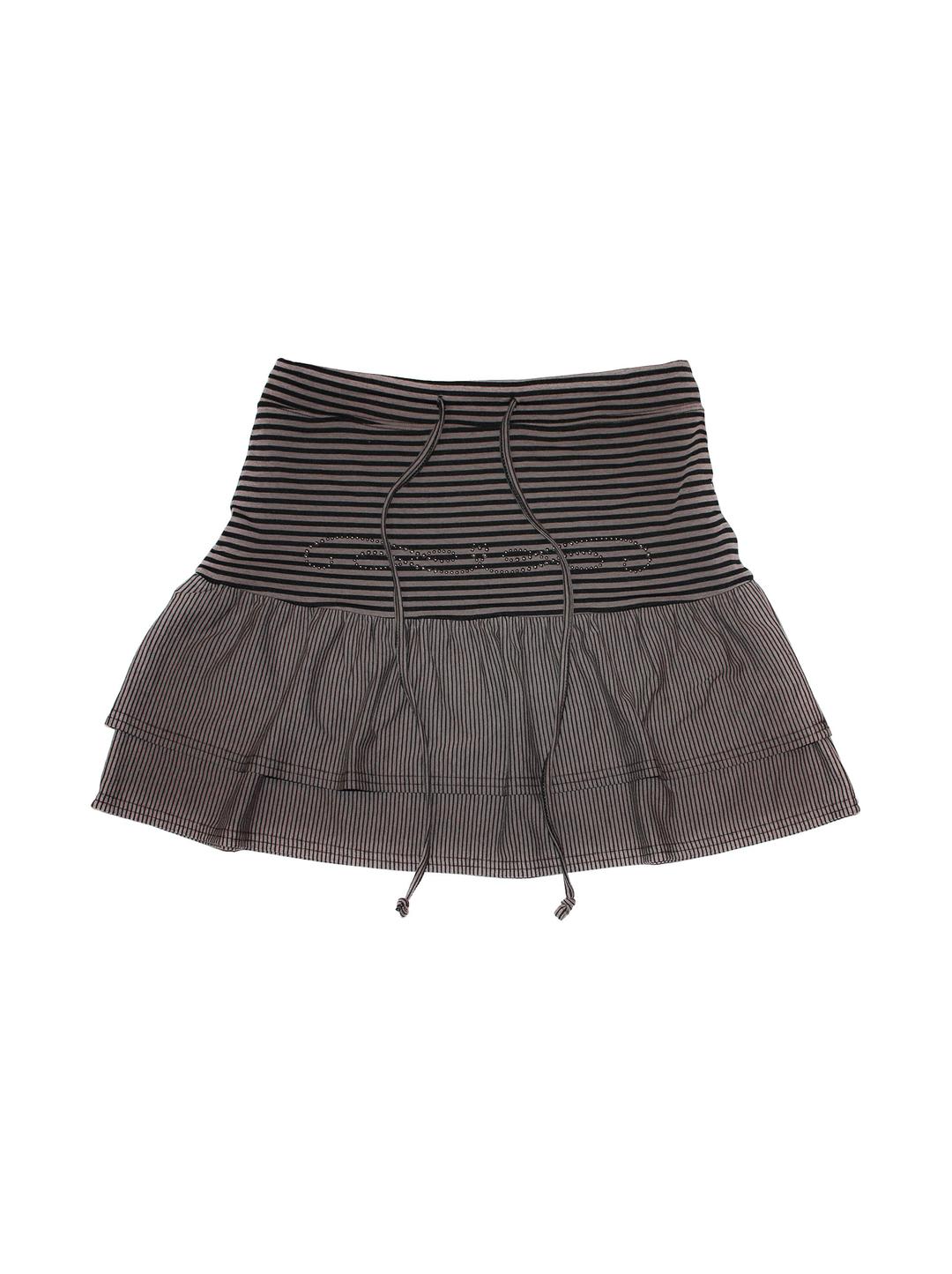 CANDY STRIPE SKIRT - BLACK + RED BROWN