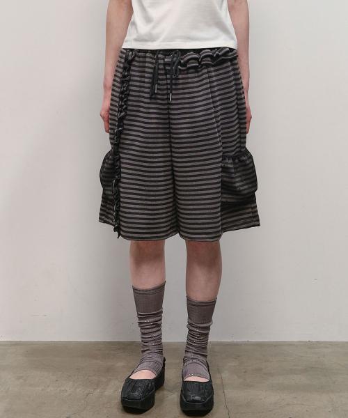 타입서비스(TYPESERVICE)  Mixed Pattern Ruffled Pants [Black] - 사이즈 & 후기 | 무신사