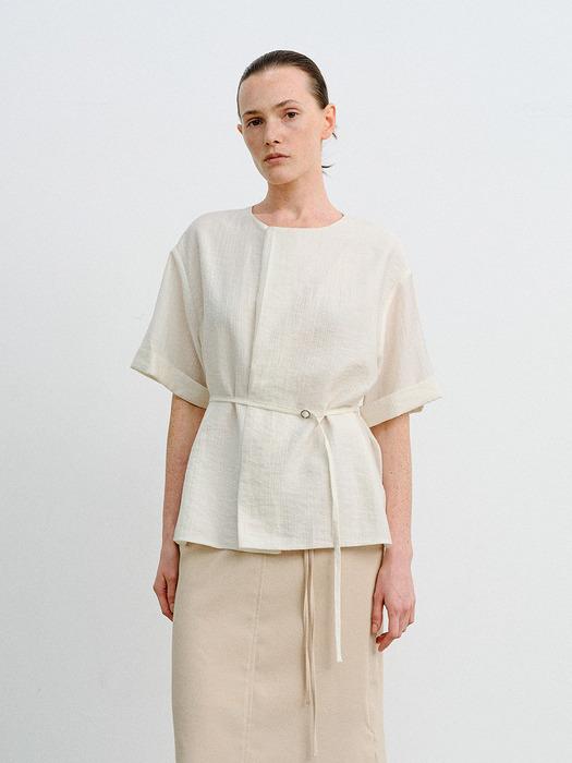 TVR DRAPED NECK BLOUSE_2COLORS