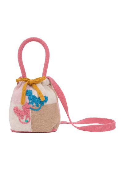 *2 COLORWAYS* Checked Pouch in Strawberry Lambswool and in Blue/Green Lambswool