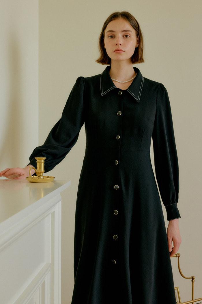 COLOR SHIRT ONEPIECE_BLACK