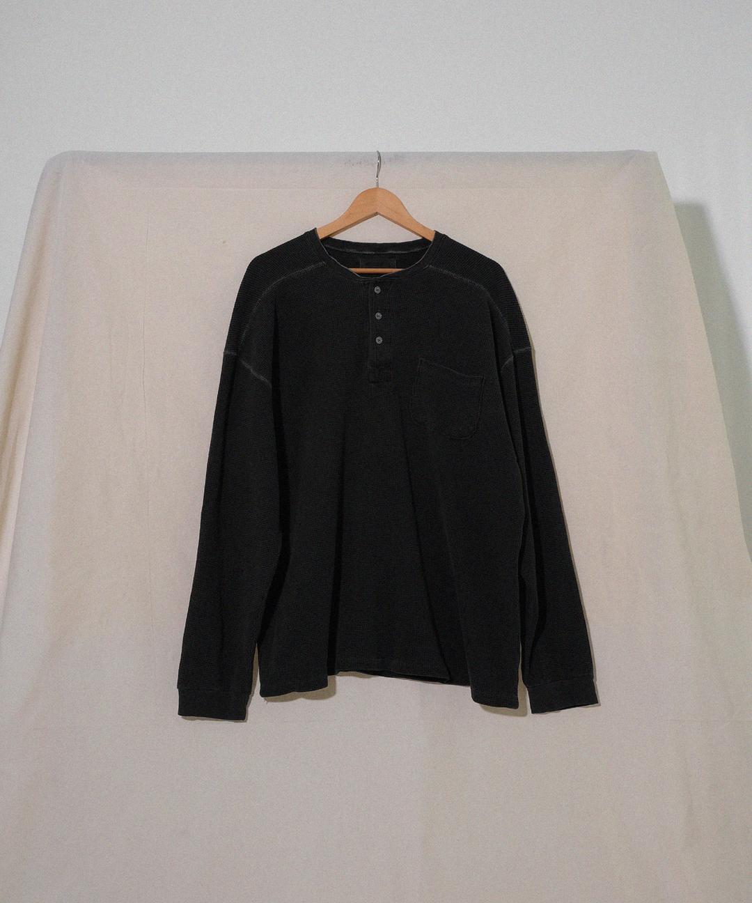 legacy waffle henley neck shirts (chacoal)