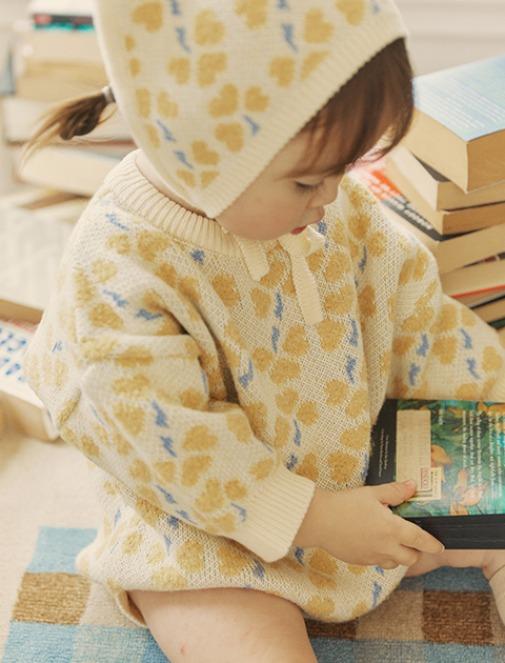 베이비콧 클로버 니트 바디수트