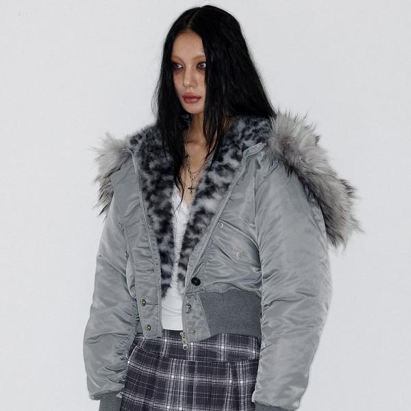 Fur Trim MA-1 Padded Jacket (GREY)