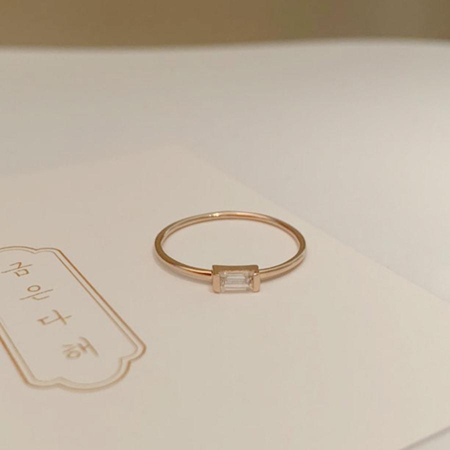 14k 18k 가로 바게트 큐빅 반지