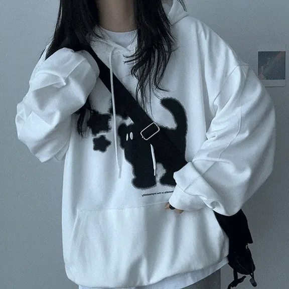 [기모ver.추가/아방핏] 귀욤 스타 고양이 후드티셔츠 (3color)