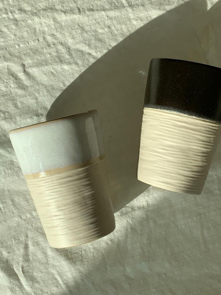 흑백 투톤 머그잔 고급스러운 찻잔 카페 머그 (2 color)