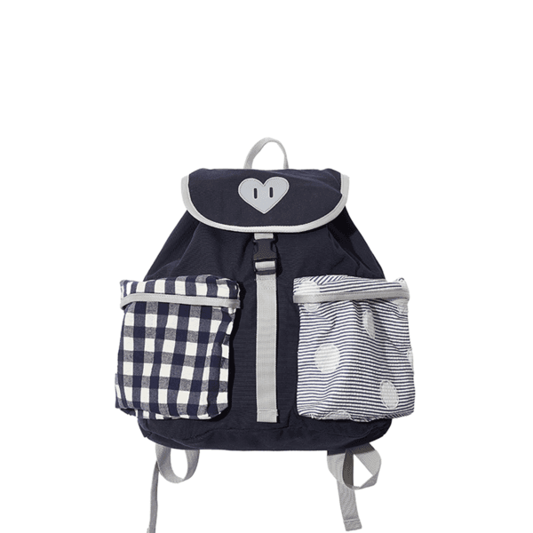 CHECK MIXED 2 POCKET BACKPACK (NAVY)