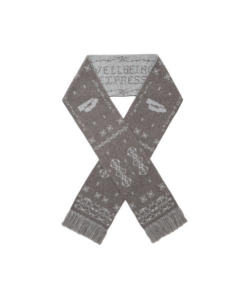 Wool Jacquard Muffler Brown