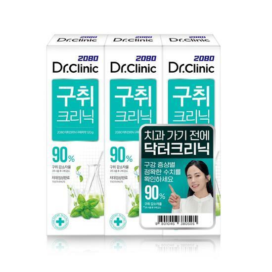 2080 닥터크리닉 구취 치약 120g 3입