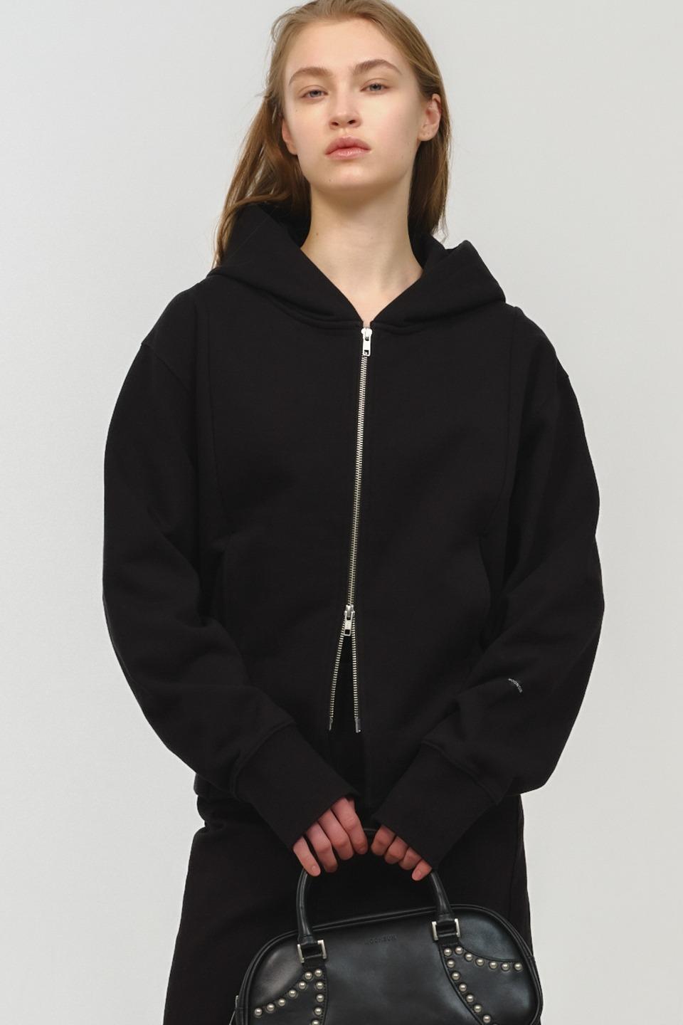 UNISEX, Crop Hood Zip-up / Black