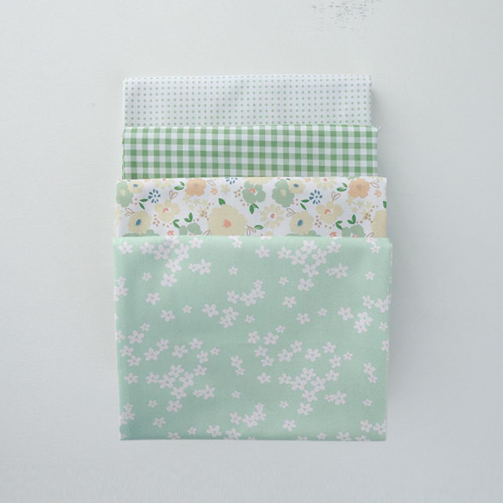 CP-040 면20수 평직 코튼 원단 패브릭 DIY 프린트-마멜시리즈 그린4종 1/4마 원단 패키지