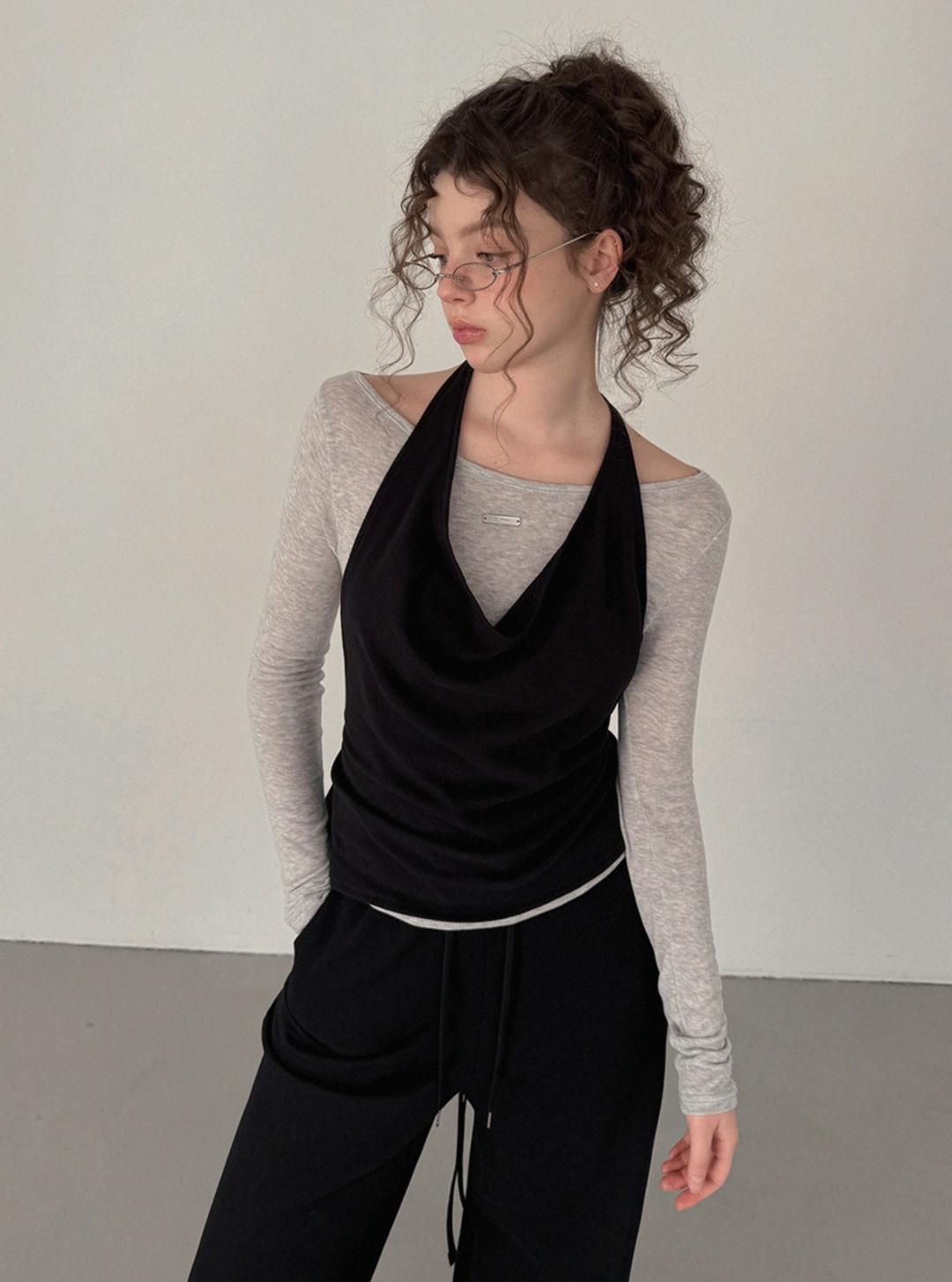 트위 [온라인단독] 베런 홀터넥 나시 긴팔 티셔츠 세트