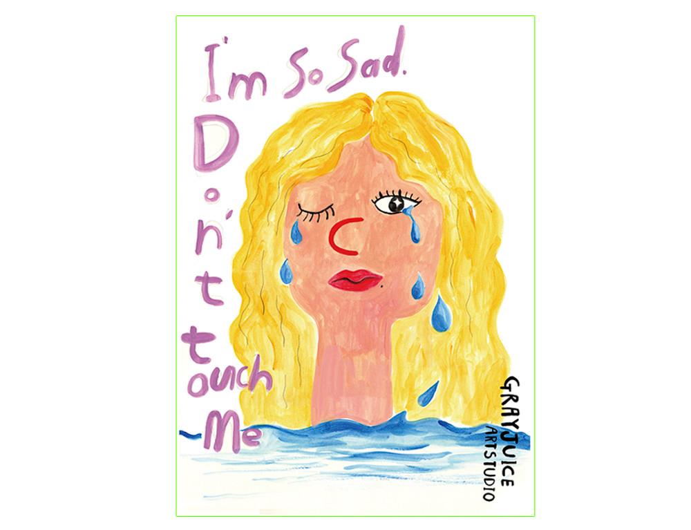 I AM SO SAD-드로잉 포스터 (Size 50x70)-작가의 빈티지감성 핸드페인팅 아트프린트(Size 50x70)