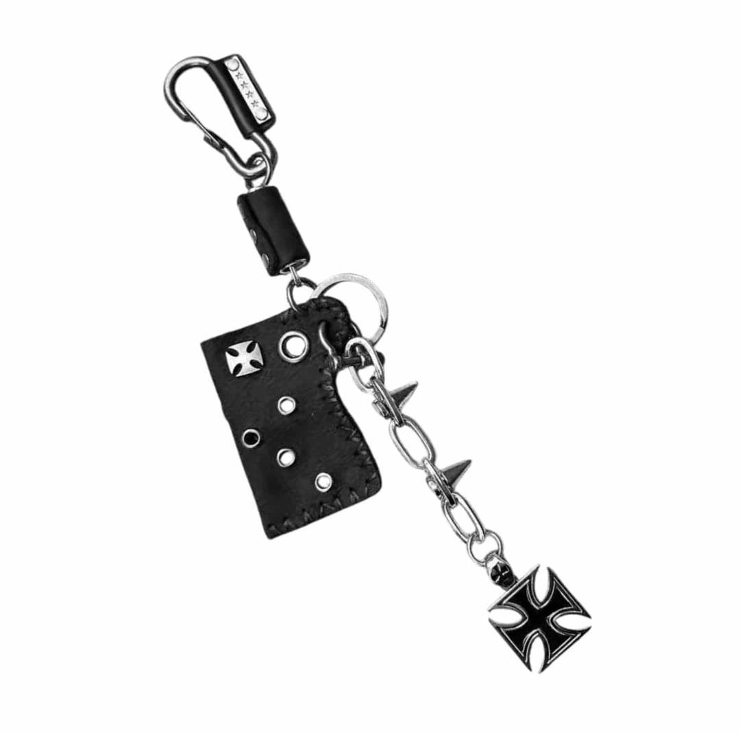 크로스 스파이크 레더 키링