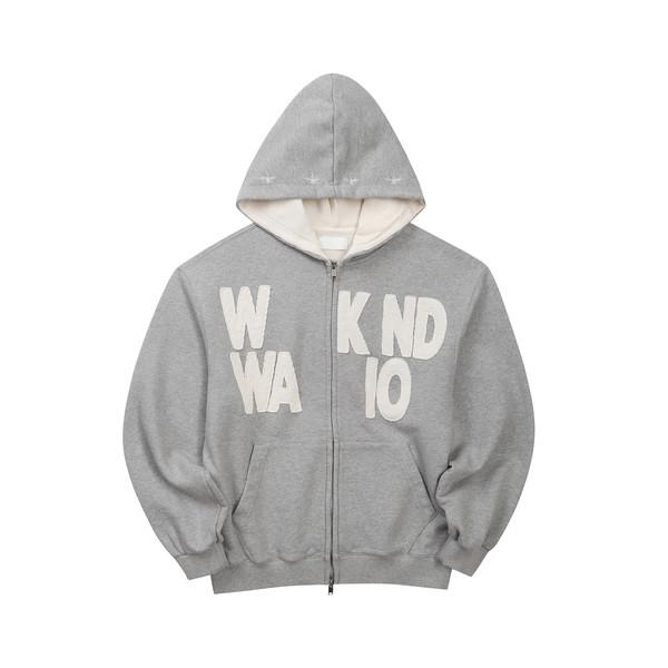 Weekend warrior waffle applique hoodie zip up (Melange)