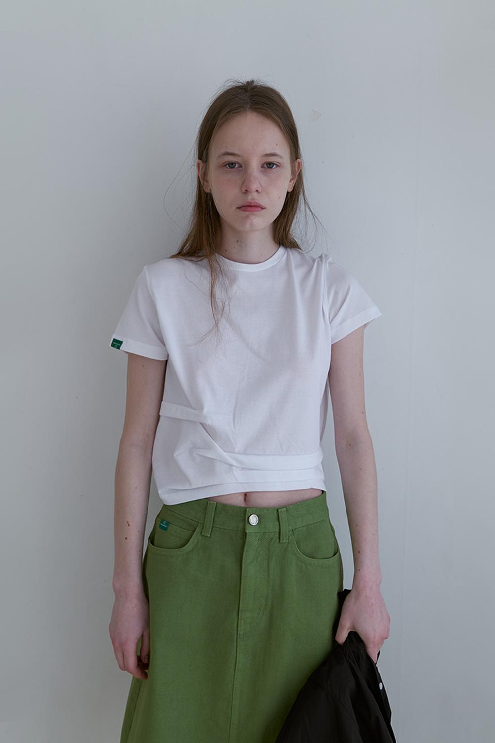 24. Half pintuck T _ White