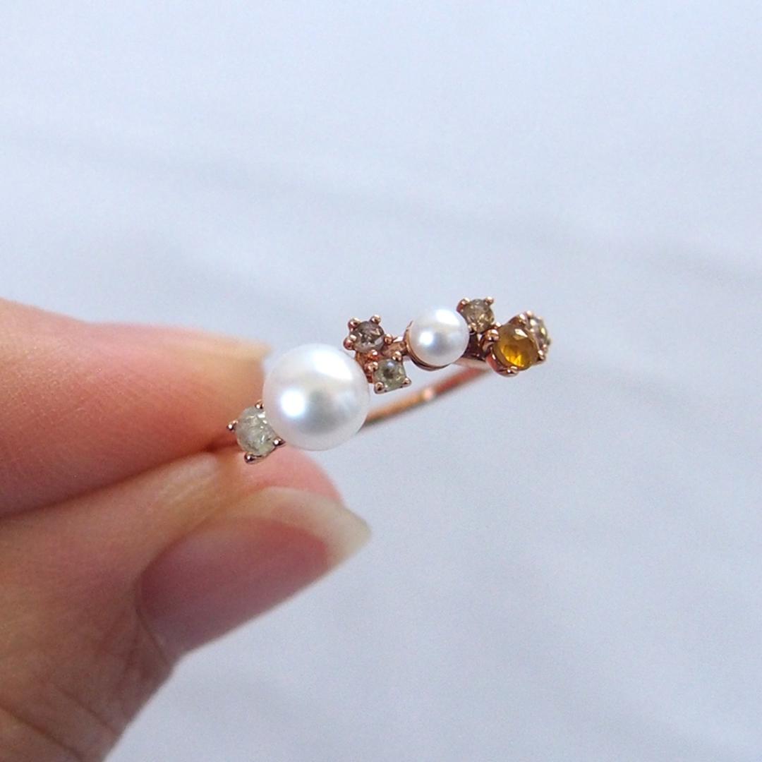 담수진주 러프다이아 반지