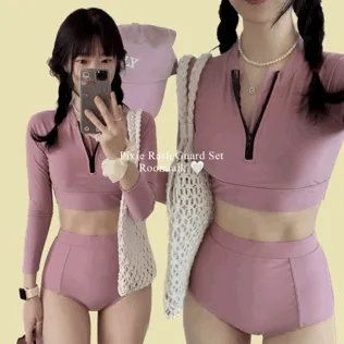 [래쉬가드세트/집업] 픽시 핑크 수영복 비치웨어