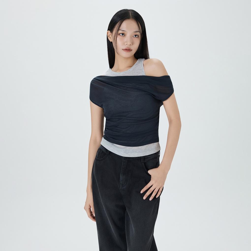 [리오더]원숄더 레이어드 티셔츠 RE HWF869A_MIWHWF90QA