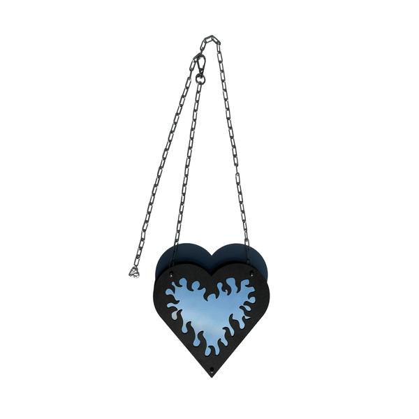 ppp mini heart bag mirror ( matt black, white )