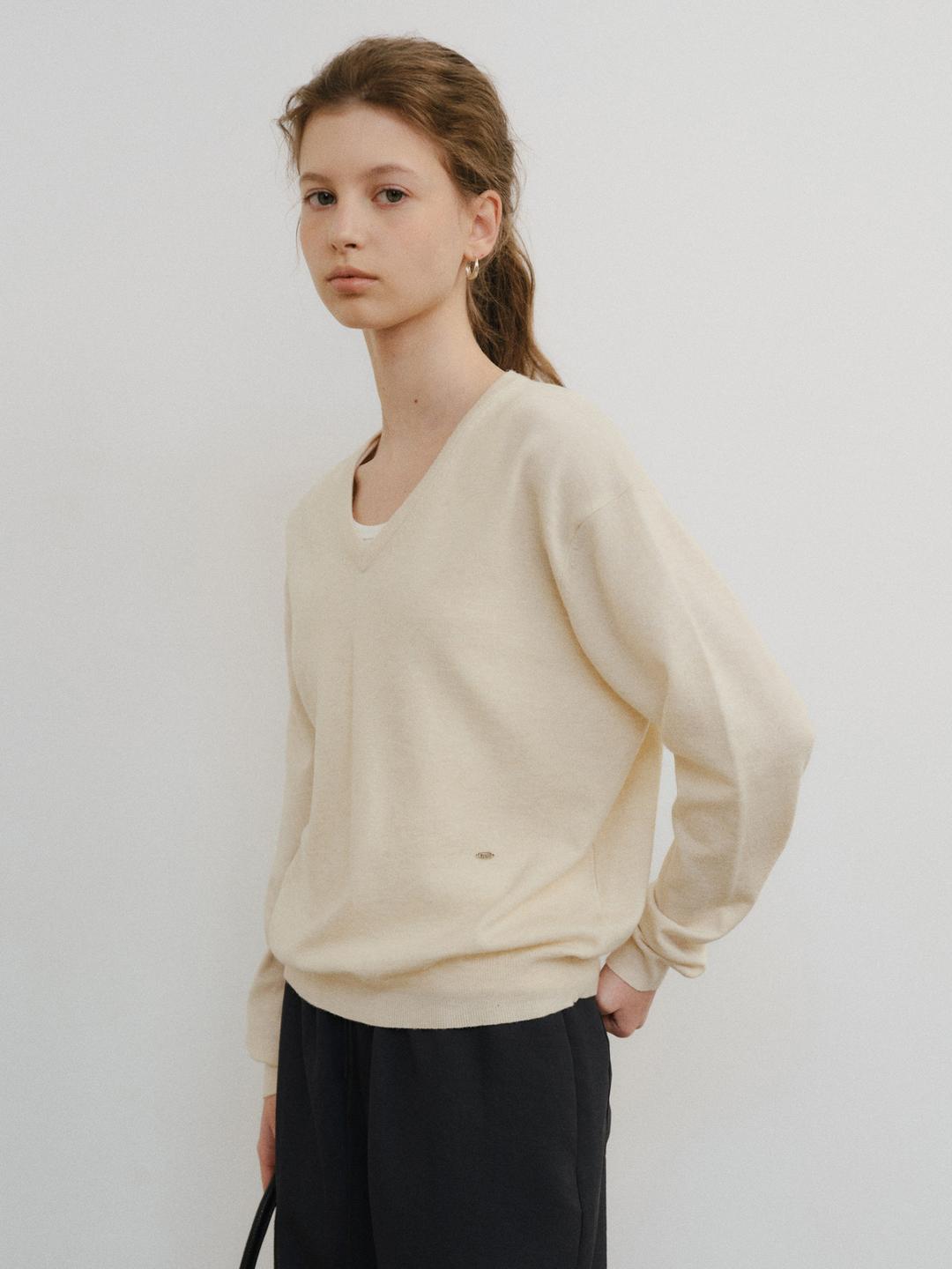 RE-ORDER / Washable V-neck knit_7colors