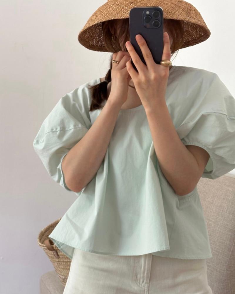 (막장SALE/차콜 당일) 듀이 볼륨 퍼프 플레어 블라우스 (3color)