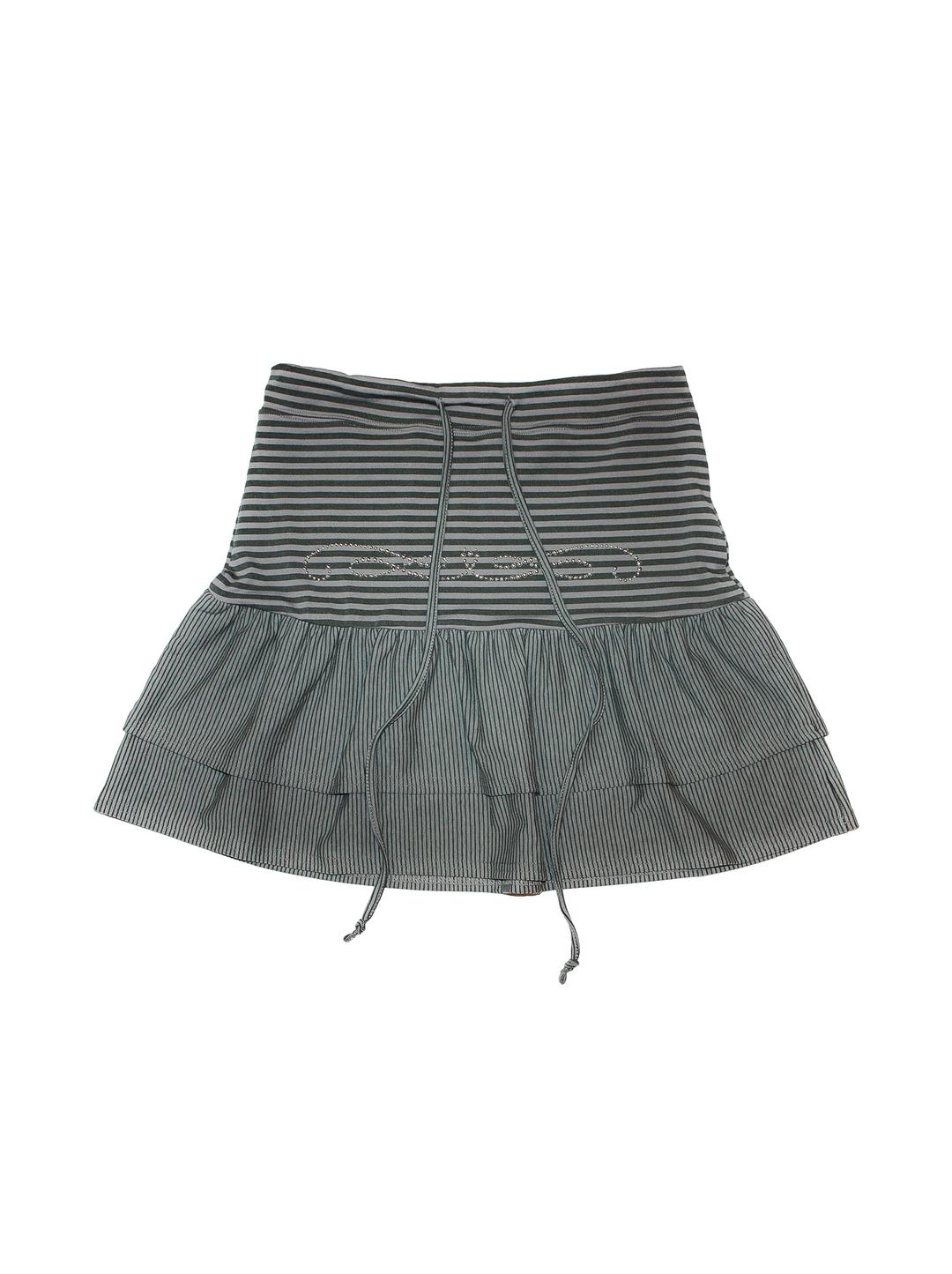 CANDY STRIPE SKIRT - KHAKI GRAY