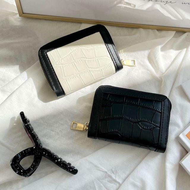 [당일출고/특가] 2color 심플 컴팩트 뱀피 데일리 동전 명함 카드 지갑 반지갑