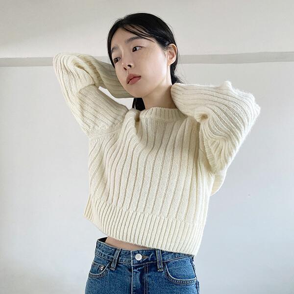 BOLD WOOL CROP KNIT (ivory /2colors)