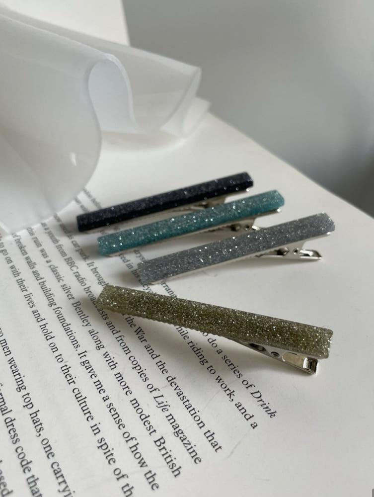 일자 펄 옆머리 사각 집게핀