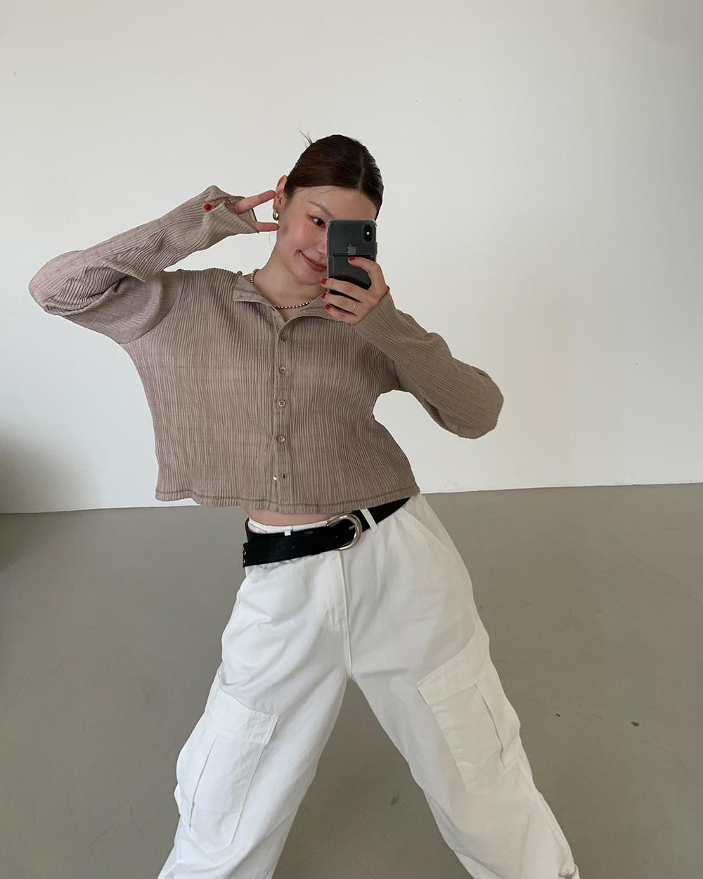 (블랙 베이지 당일) 플리츠 가디건(3c)