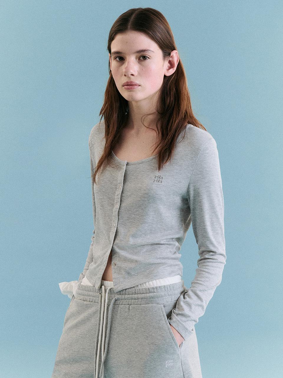 NUBASIC U-NECK CARDIGAN GRAY