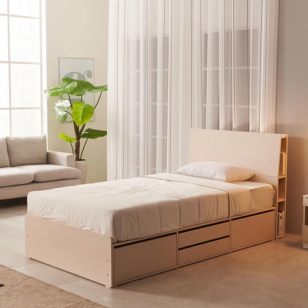 슈가 높은 침대 안방 호텔식 원룸 자취방 서랍 침대 프레임 메이플 SS