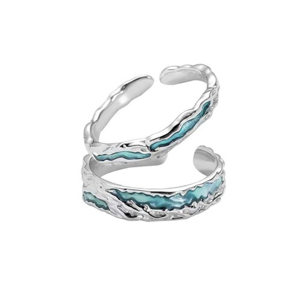 바다와 파도를 모티브한 오픈 사이즈 링 반지 더블 사이즈 남녀 커플 우정 템