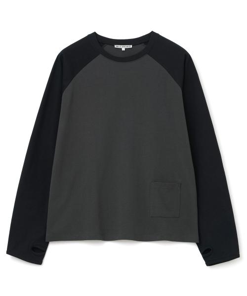 미들 포켓 래글런 롱 슬리브 [블랙]