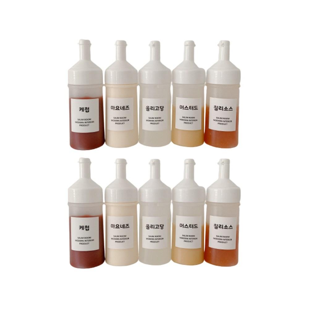 살림공간 소스통 화이트 + 라벨 18종, 300ml, 10개 - 소스통/케찹통 | 쿠팡
