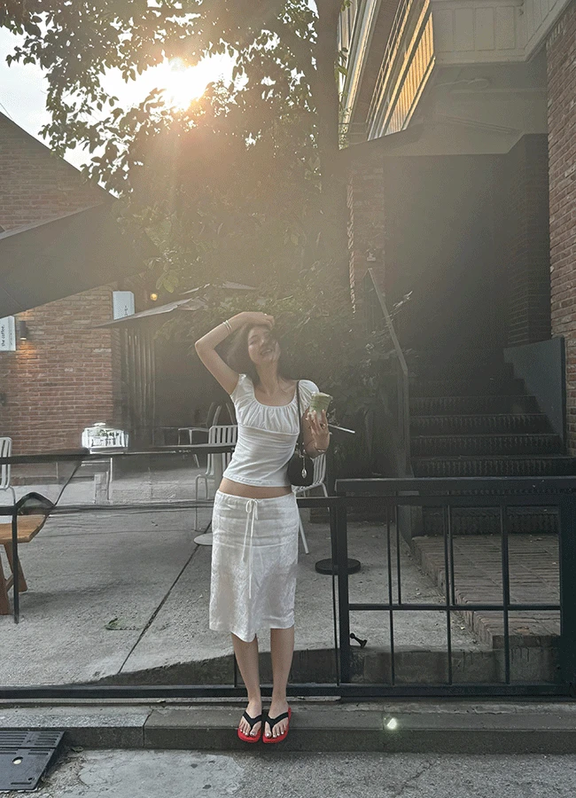 Silky jacquard skirt (1color)