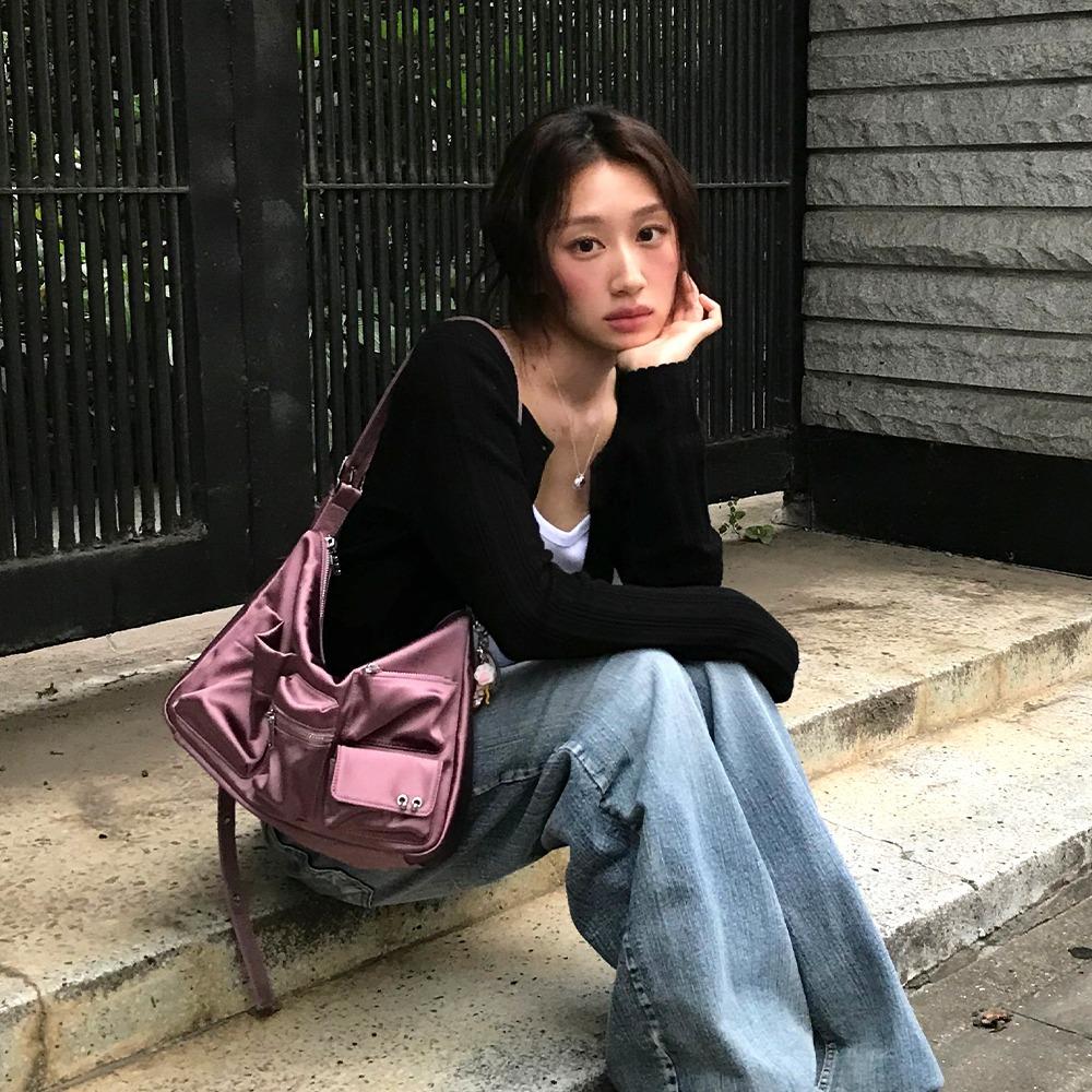 Multi Pocket Shoulder Bag / Pink