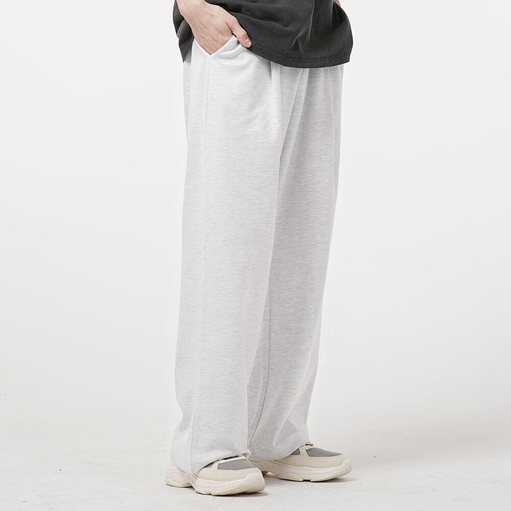 원턱 와이드 스웨트팬츠 화이트 멜란지