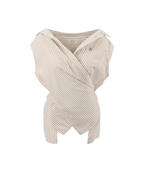 썸머 칠링 체크 슬리브리스 셔츠