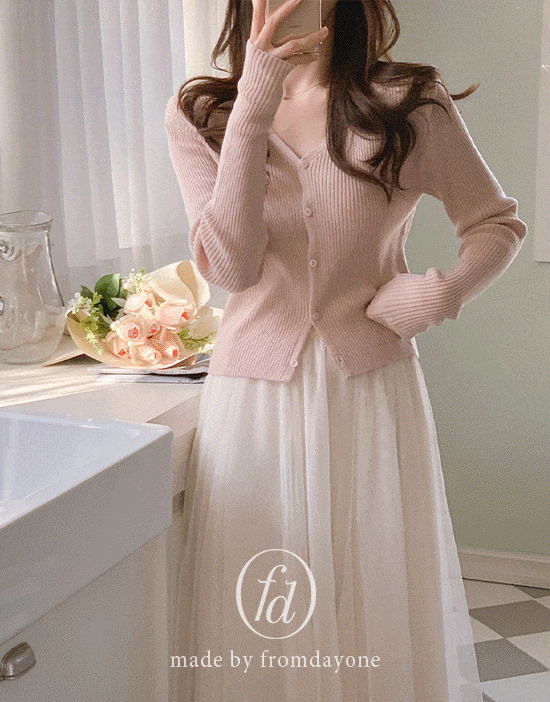 프롬데이원 Made)젤리 소프트 골지가디건(브이넥/여리핏/데일리룩)