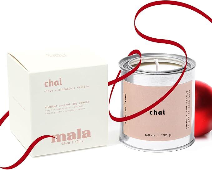 Mala Scented Candles - Chai - Clove, Cinnamon and Vanilla Scented Candles - Vegan Soy Candles - Hand Poured Aromatherapy Candle with 45 Hour Burn - 6.8 oz