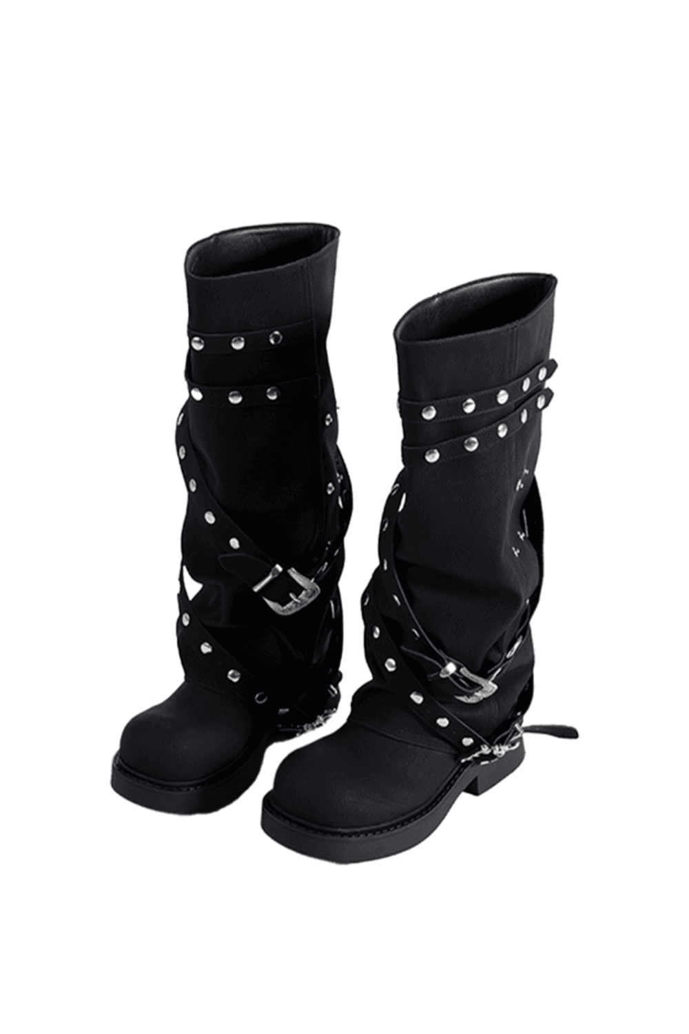Hip Buckle Long Wide Boots